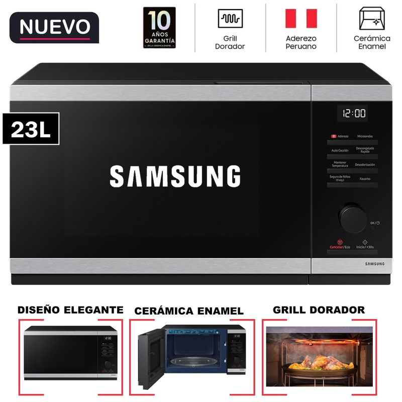 SAMSUNG - Horno Microondas Samsung con Dorador/Grill 23 Lts MG23DG4524ATPE
