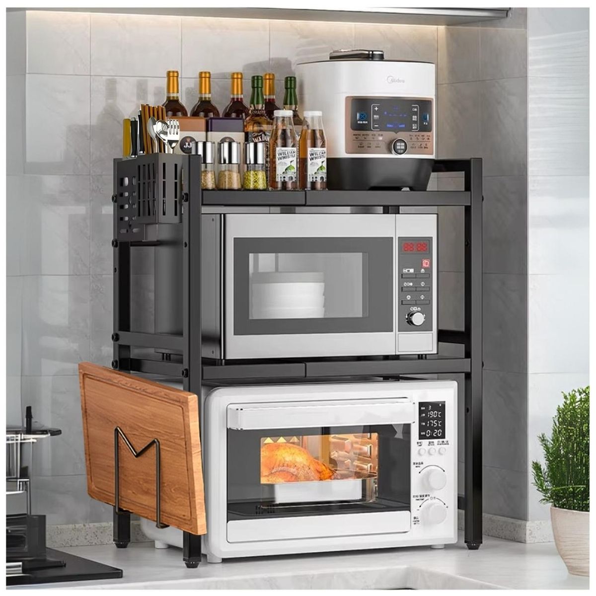 MINARI - Soporte Organizador de Microondas Expandible Negro AC3