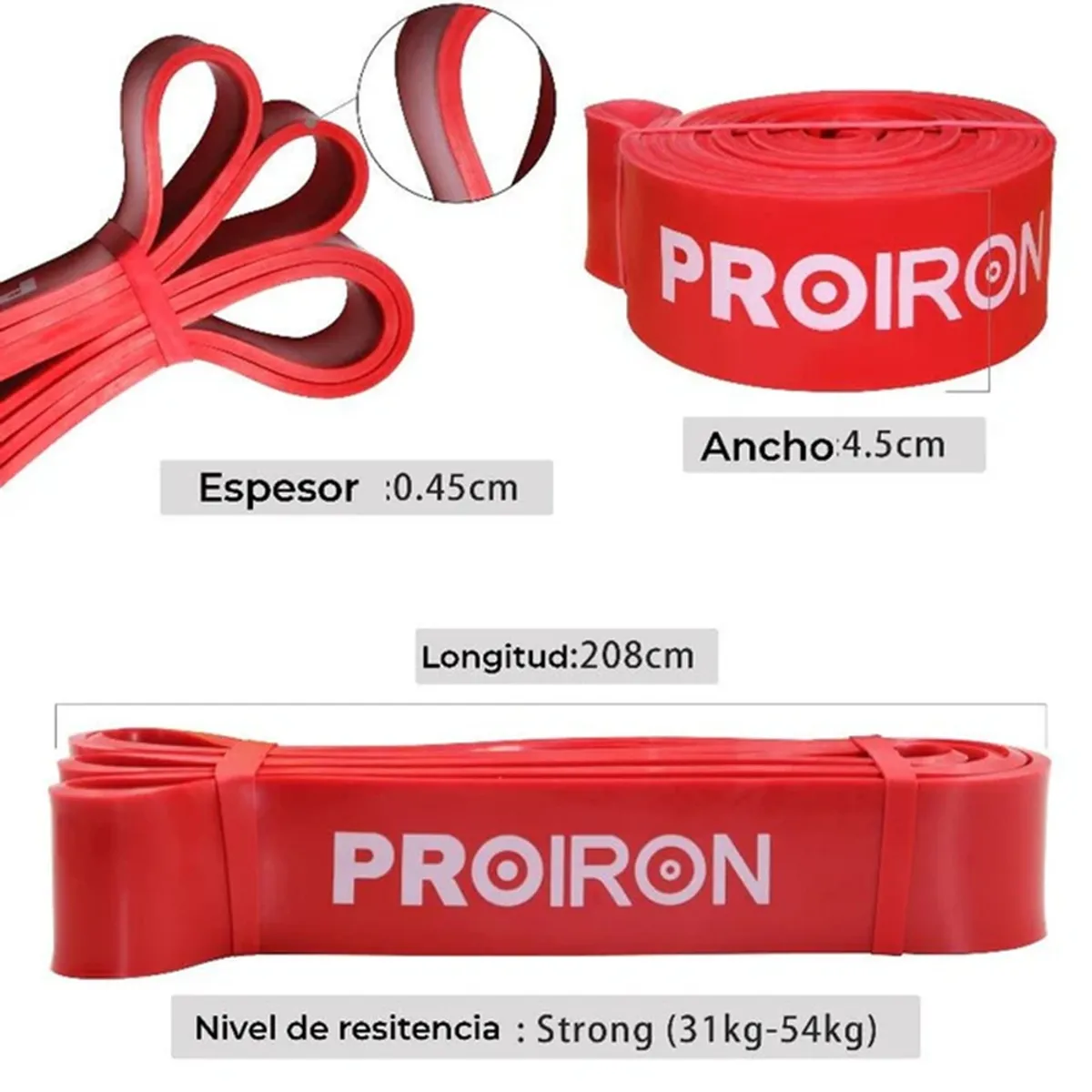 PROIRON - Bandas de Resistencia Full Body Power Bands -Heavy Rojo