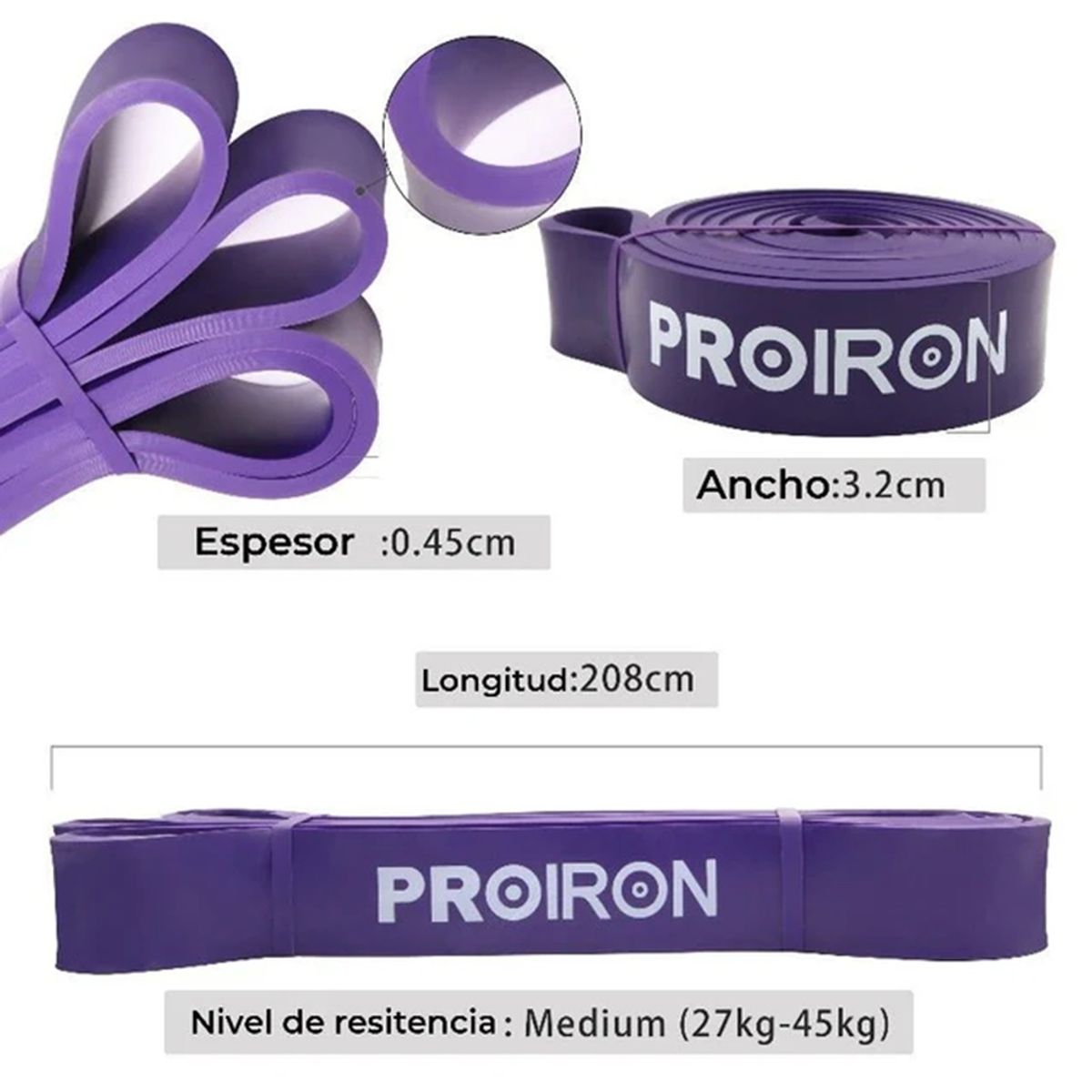 PROIRON - Bandas de Resistencia Full Body Power Bands - Medium Morado