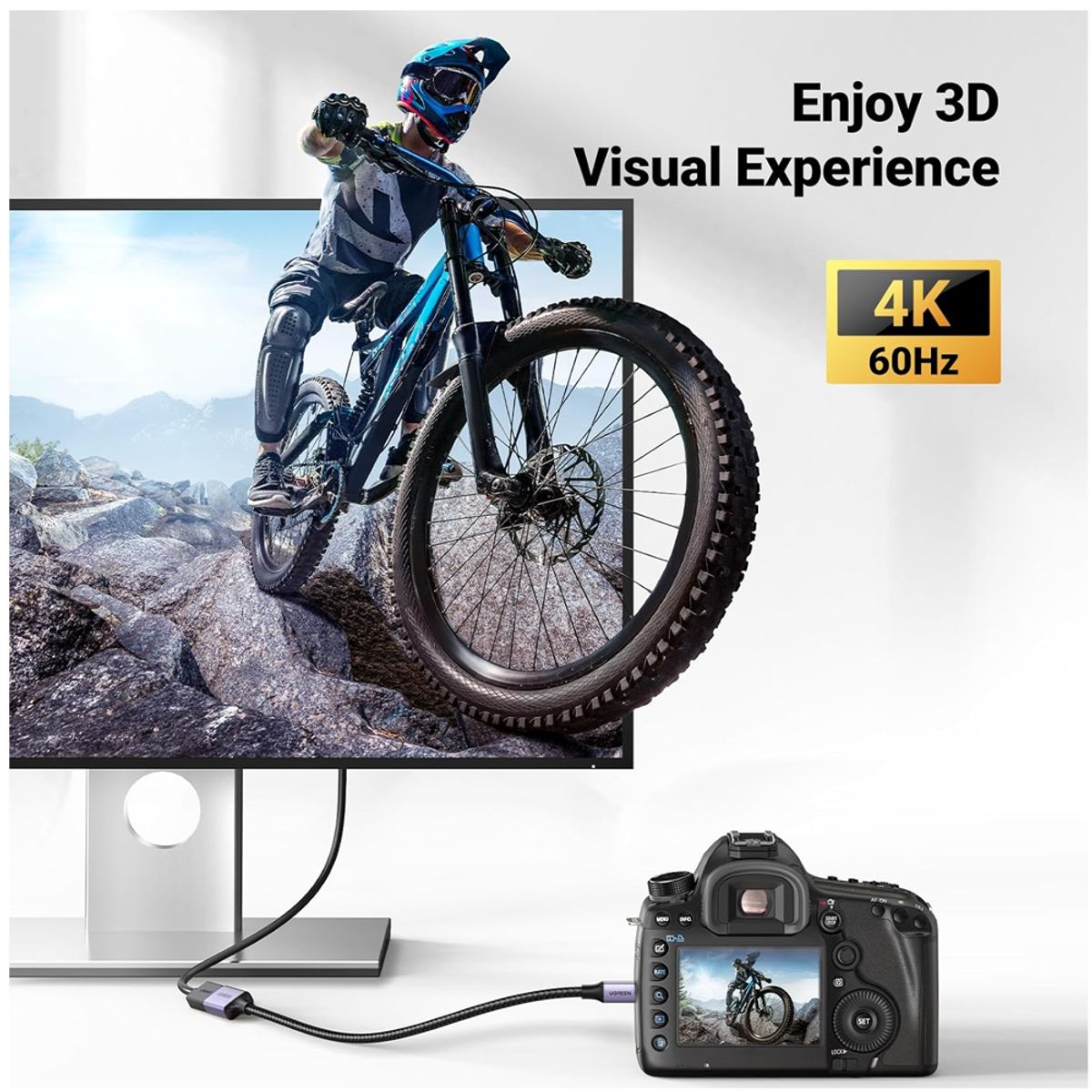 UGREEN - convertidor Micro HDMI macho a HDMI hembra UGREEN 4K 2.0 60hz 3D 60Hz