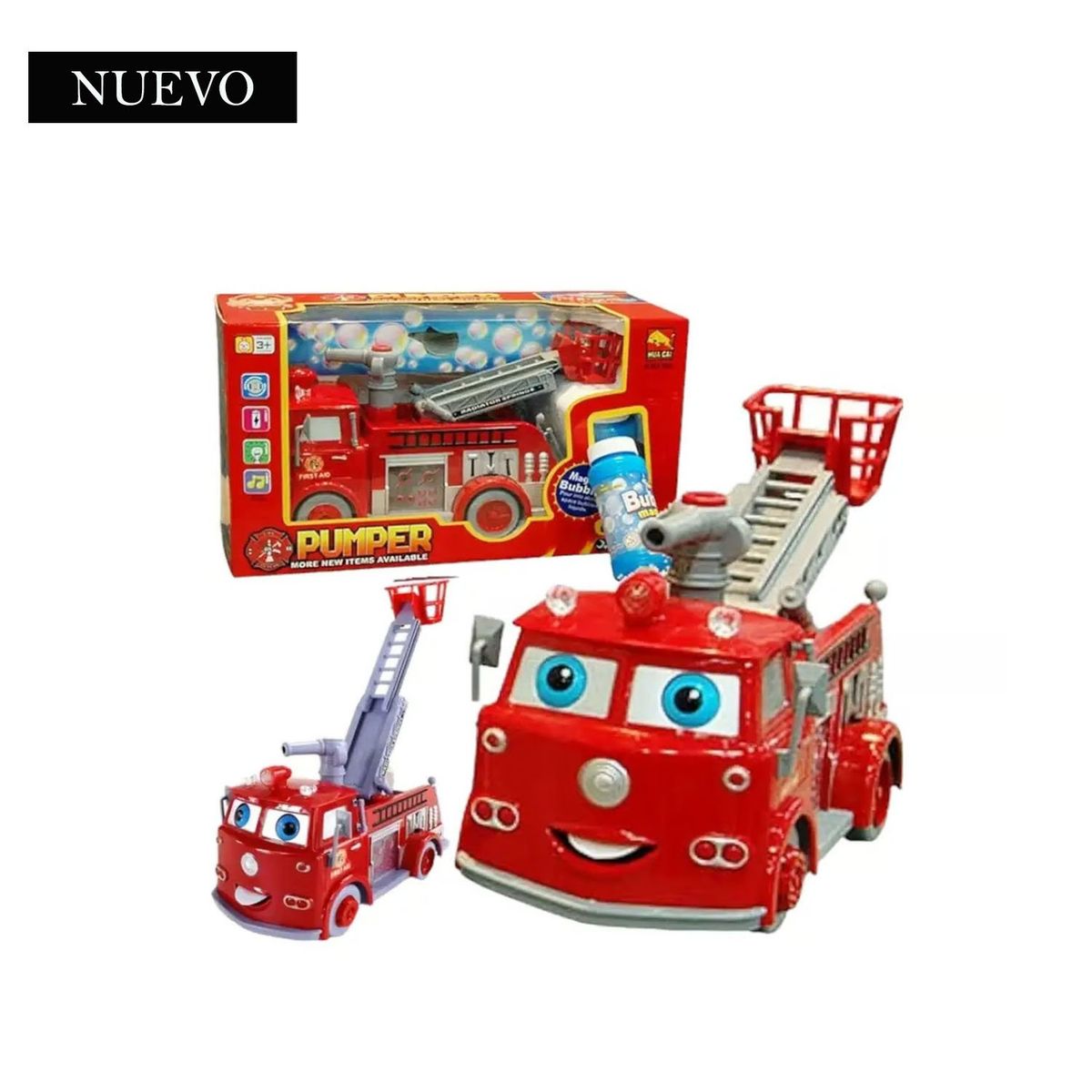 GENERICO - Juguete Camión Bombero Lanza Burbujas con Luz y Sonido