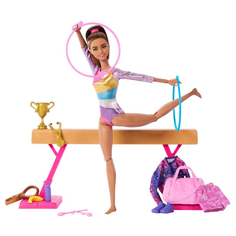BARBIE - Set de Juego Barbie Gimnasta con Cabello Castaño