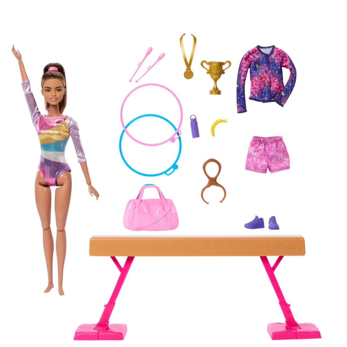 BARBIE - Set de Juego Barbie Gimnasta con Cabello Castaño