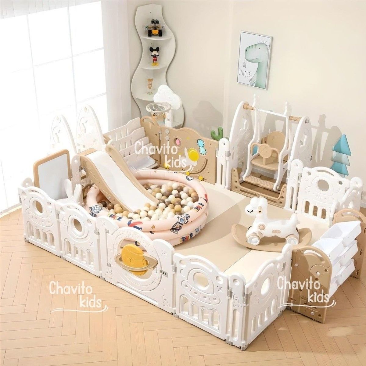 GENERICO - Corral  Circuito Plegable Universo Beige  Mocca