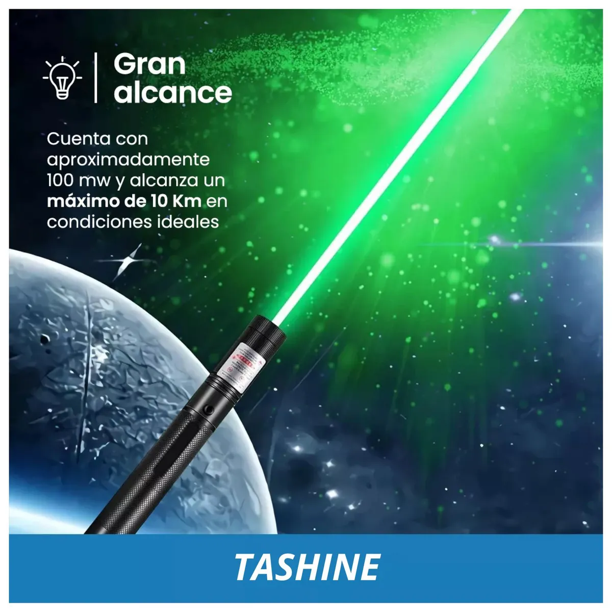 CAFINI - Láser Verde de Largo Alcance 3KM Profesional 100mW Recargable