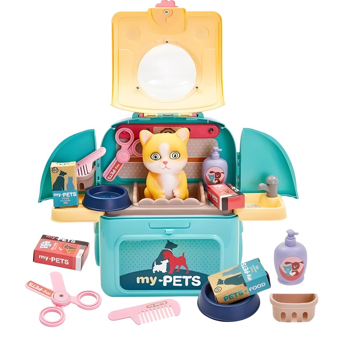 GENERICO - Set De Veterinario Y Mochila 2 En 1 de Gatito 14 pcs