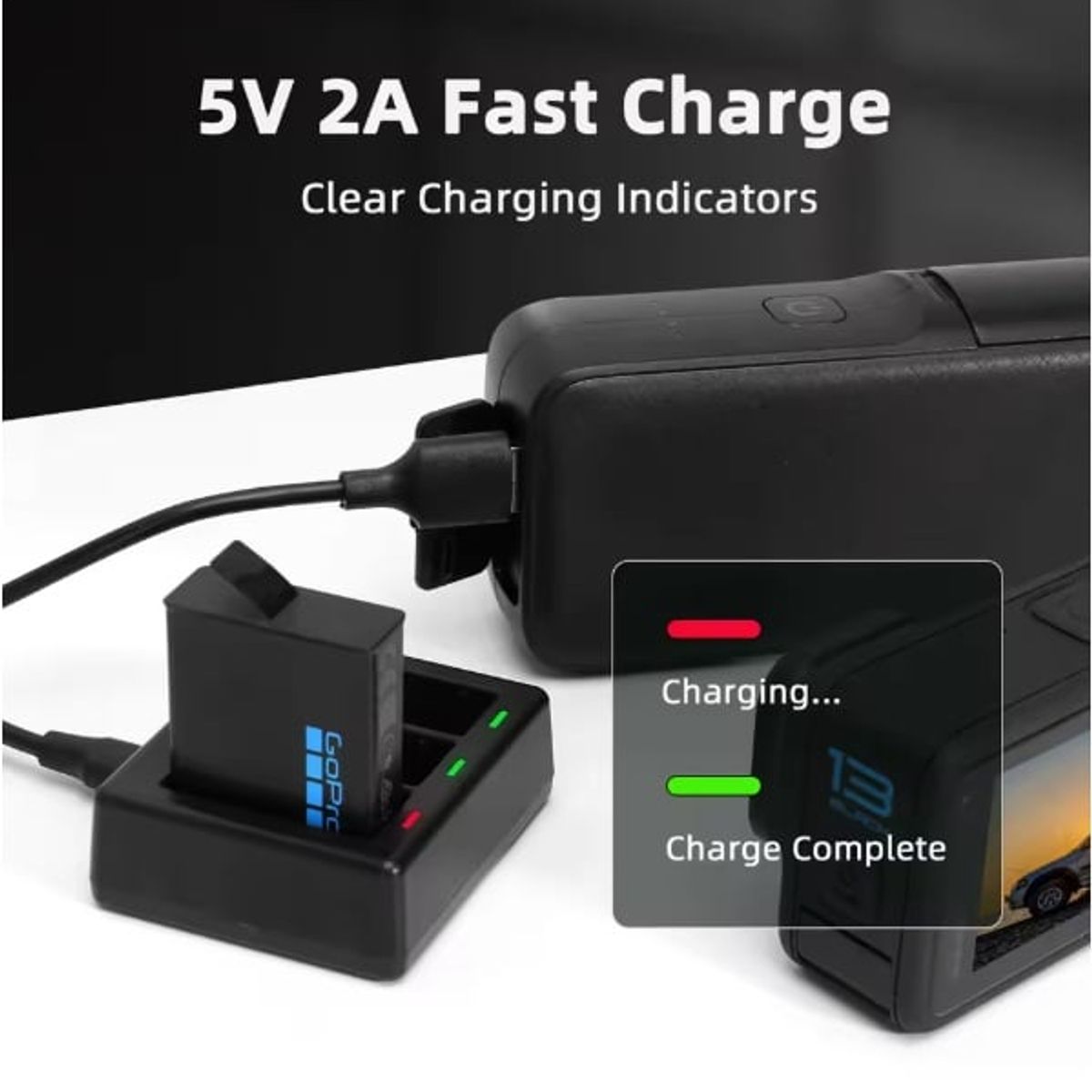 TELESIN - Cargador Triple Telesin para Baterias de gopro hero 13