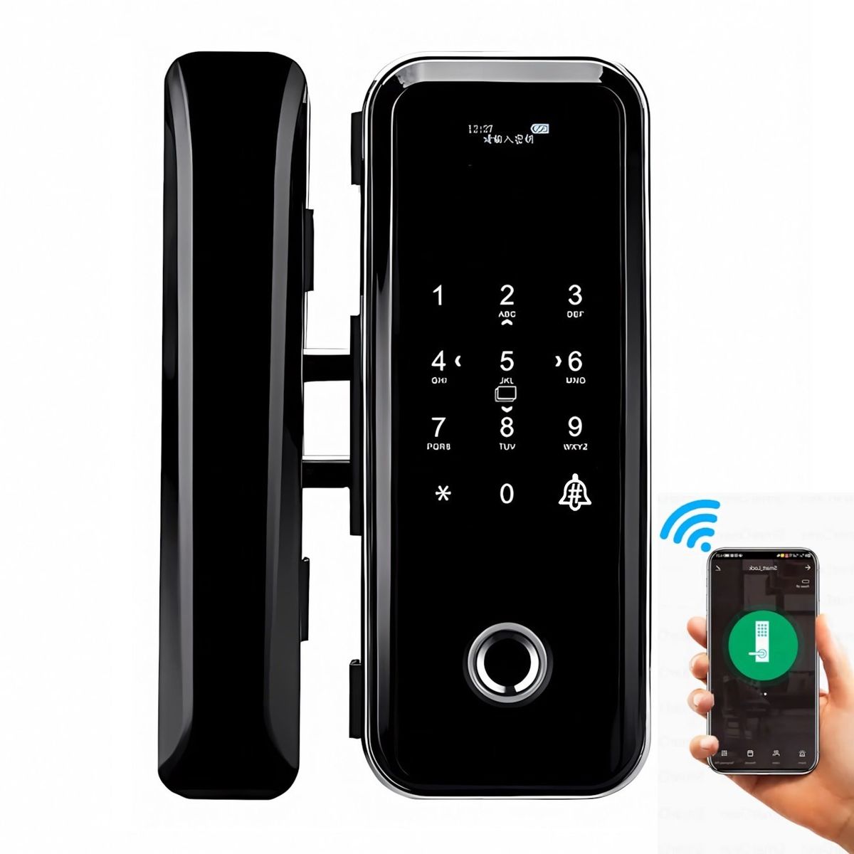 OEM - Cerradura Inteligente Smart Chapa Para Puerta De Vidrio Wifi Negro A6