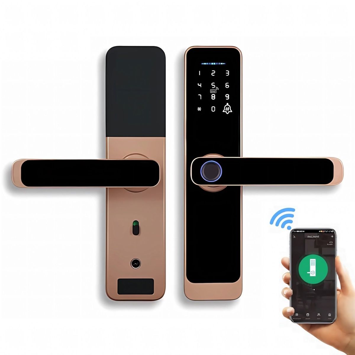 OEM - Cerradura Inteligente Smart Chapa Biométrica Digital Wifi Dorado A15