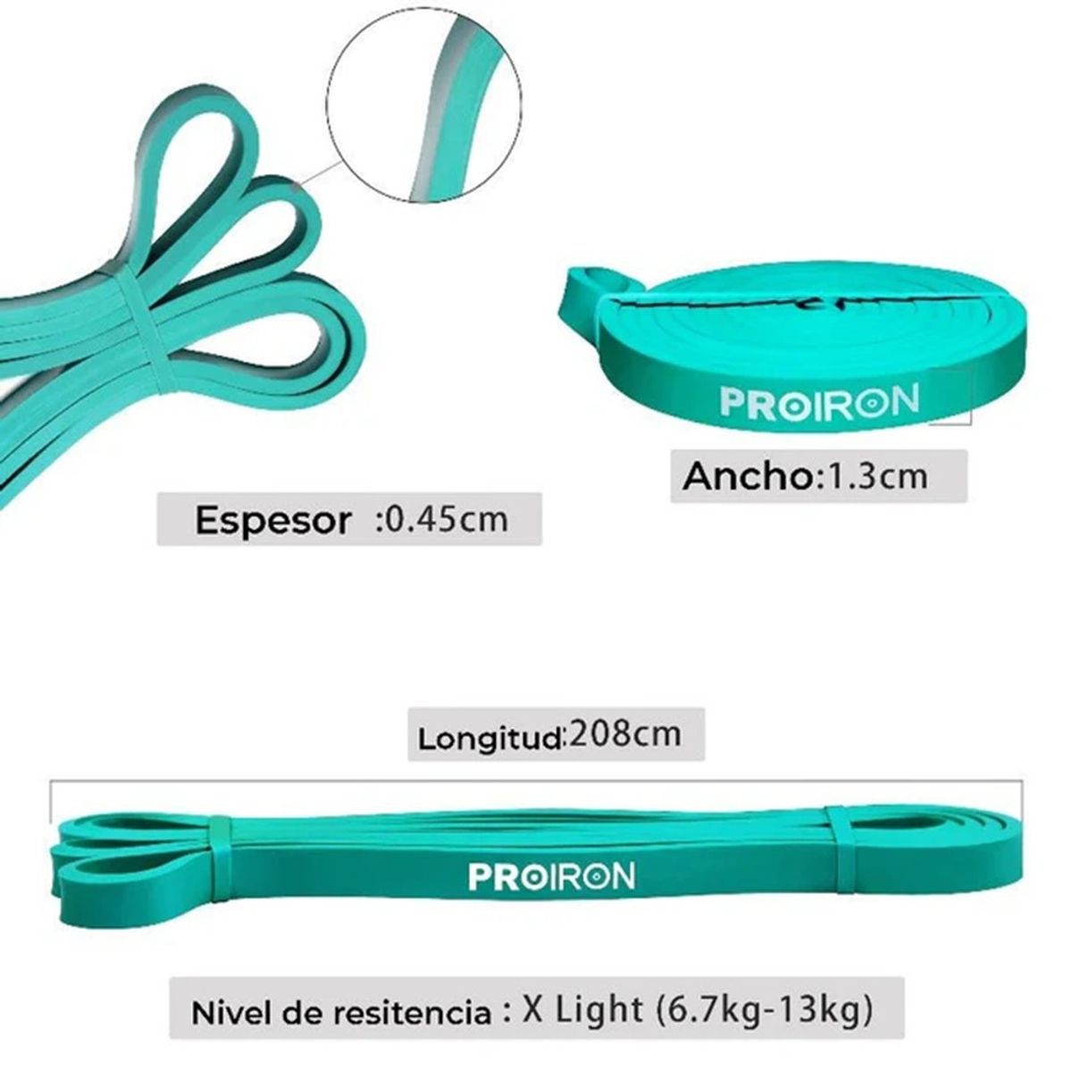 PROIRON - Bandas de Resistencia Full Body Power Bands -XLight Turquesa