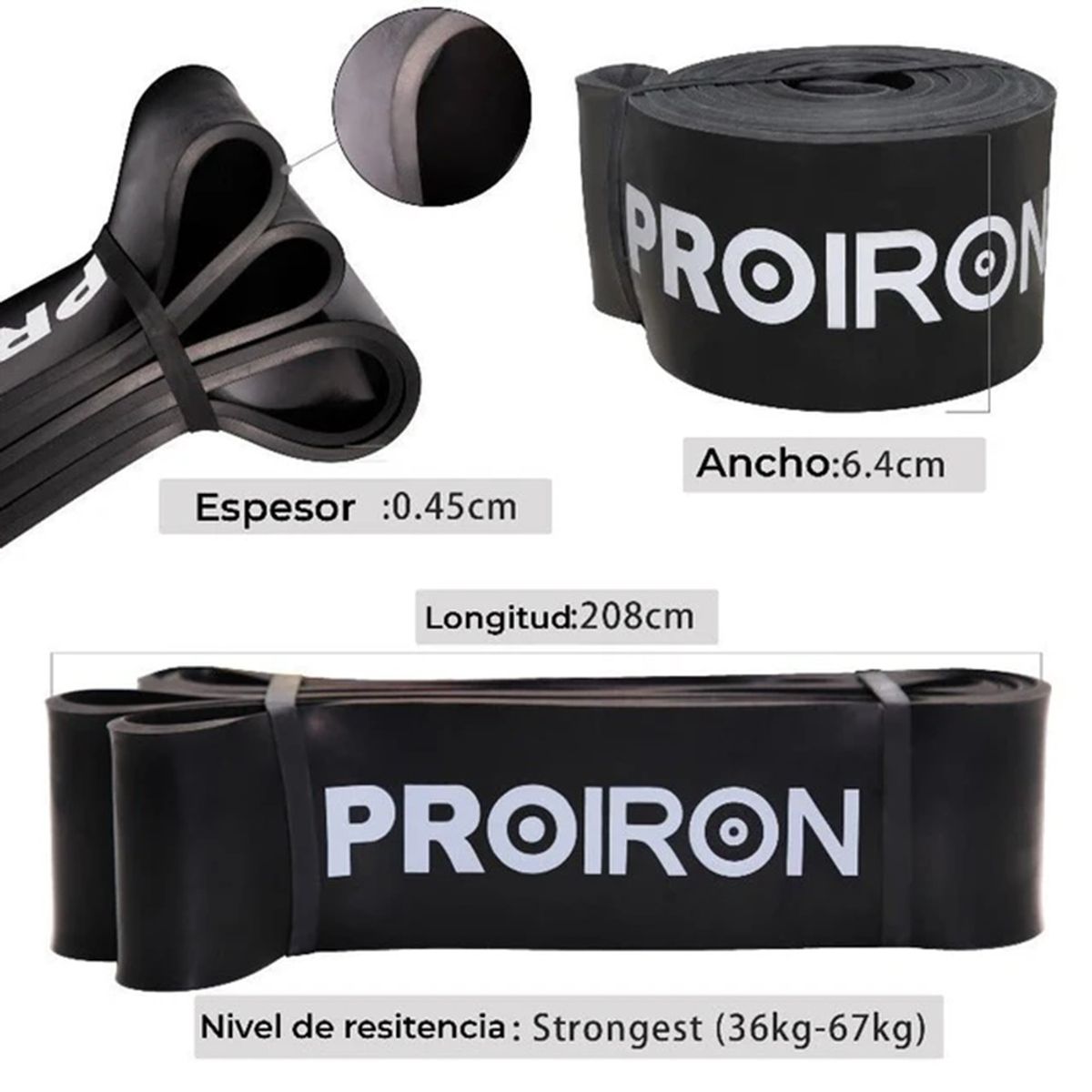 PROIRON - Bandas de Resistencia Full Body Power Bands - X-heavy Negro