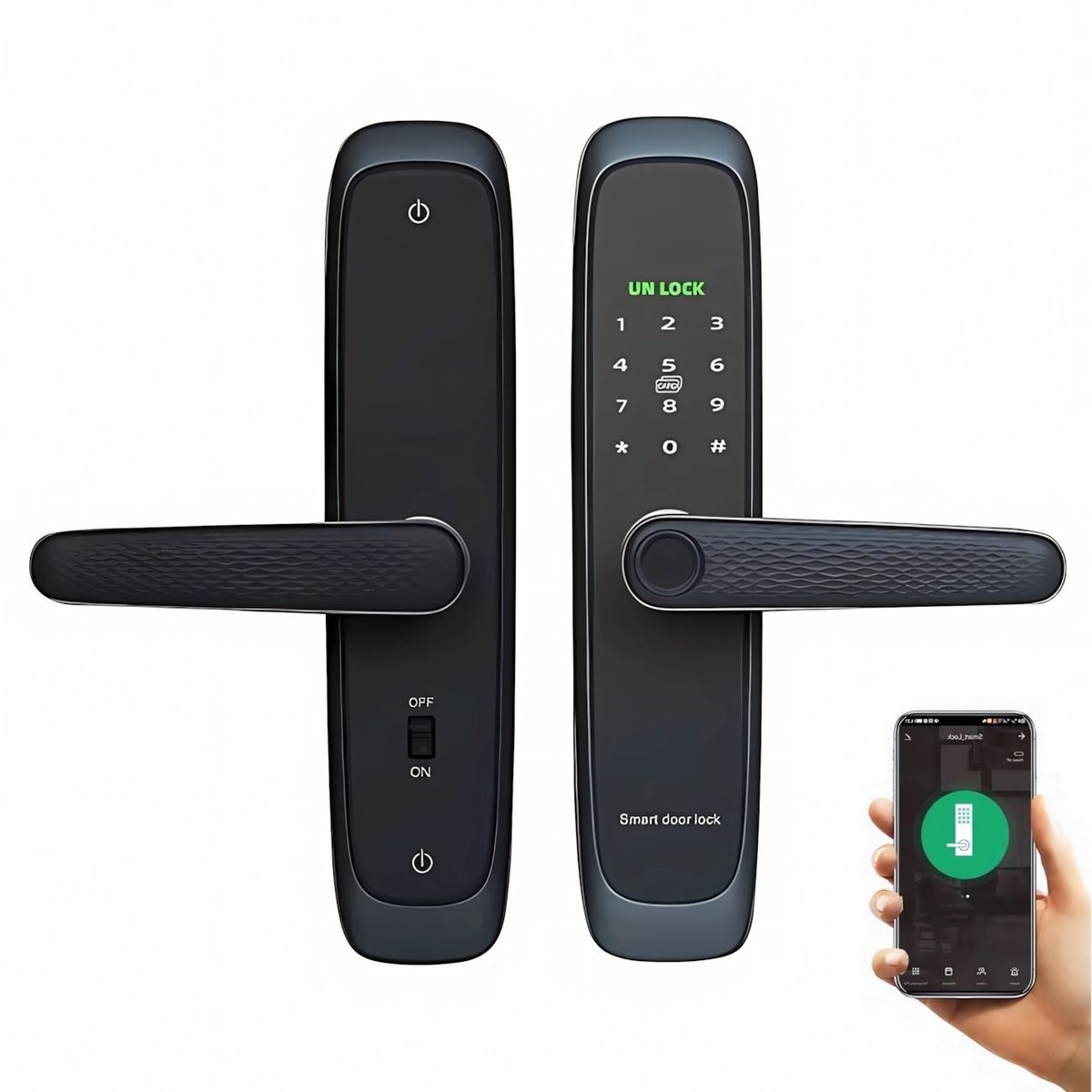 OEM - Cerradura Inteligente Smart Chapa Biométrica Bluetooth Negro X10