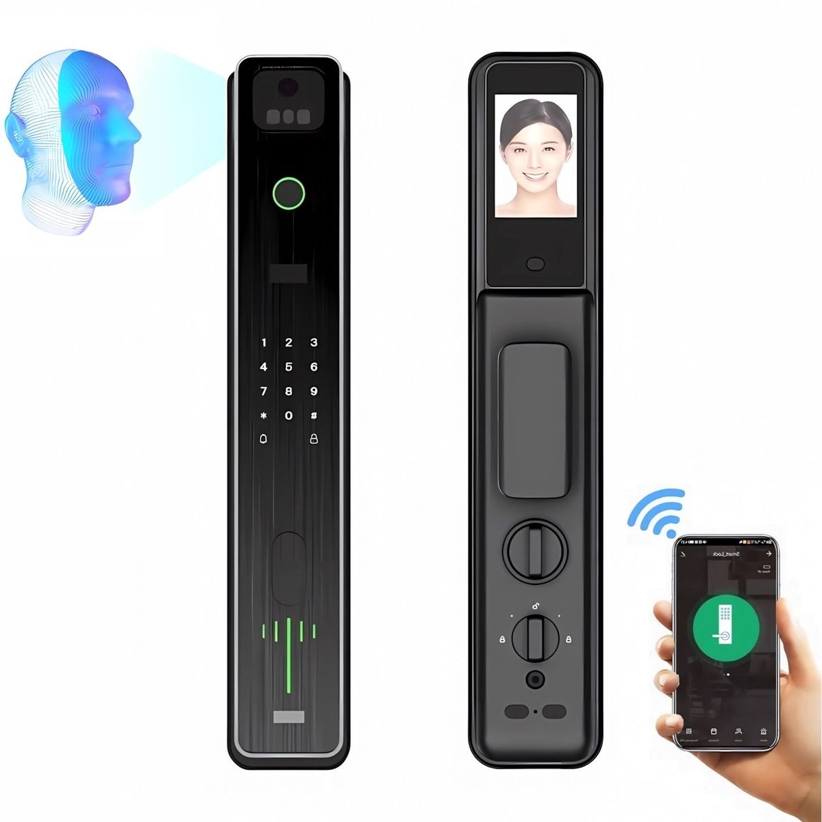 OEM - Cerradura Inteligente Smart Chapa Reconocimiento Facial 3d Wifi Negro