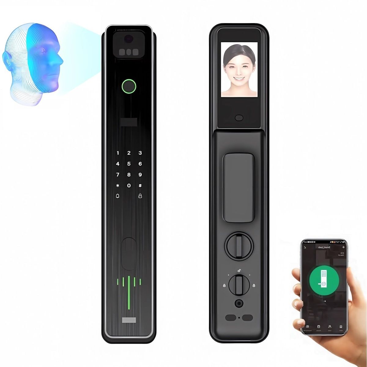 OEM - Cerradura Inteligente Smart Chapa Reconocimiento Facial 3d Wifi Negro