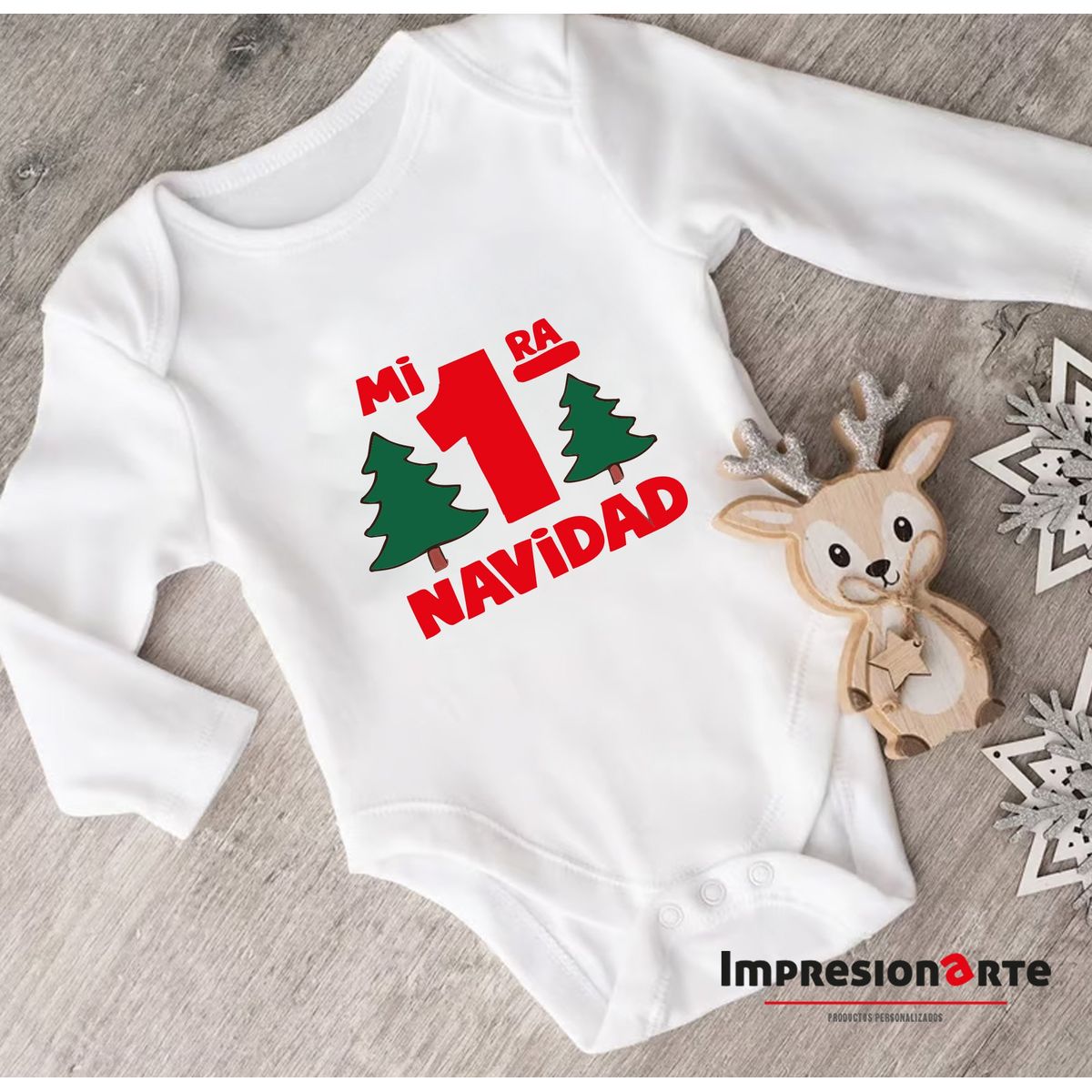 IMPRESIONARTE - Body Bebe Manga Larga MI PRIMERA NAVIDAD