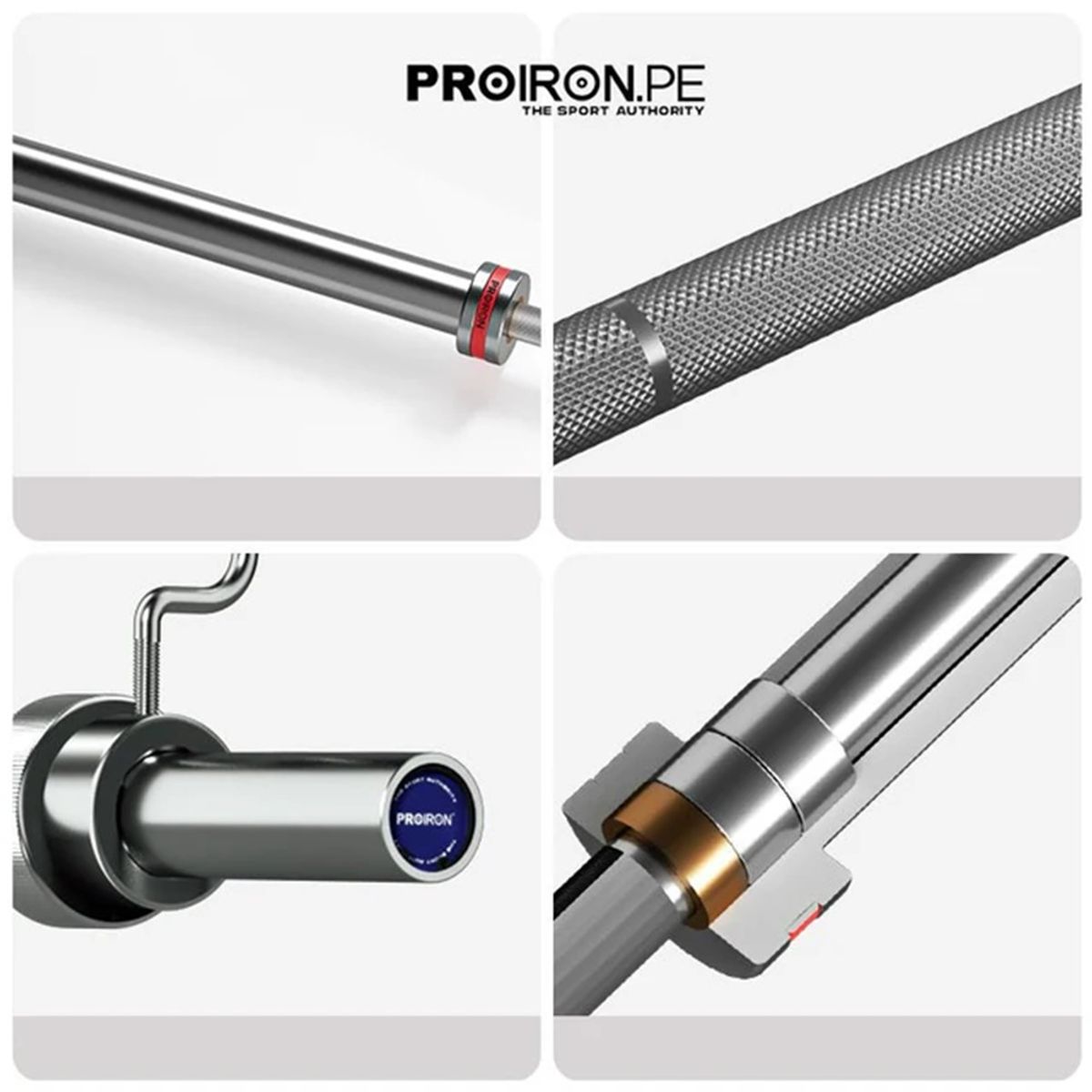 PROIRON - Barra Olímpica PRO 450kg - 50mm - 220 cm - 8 bujes