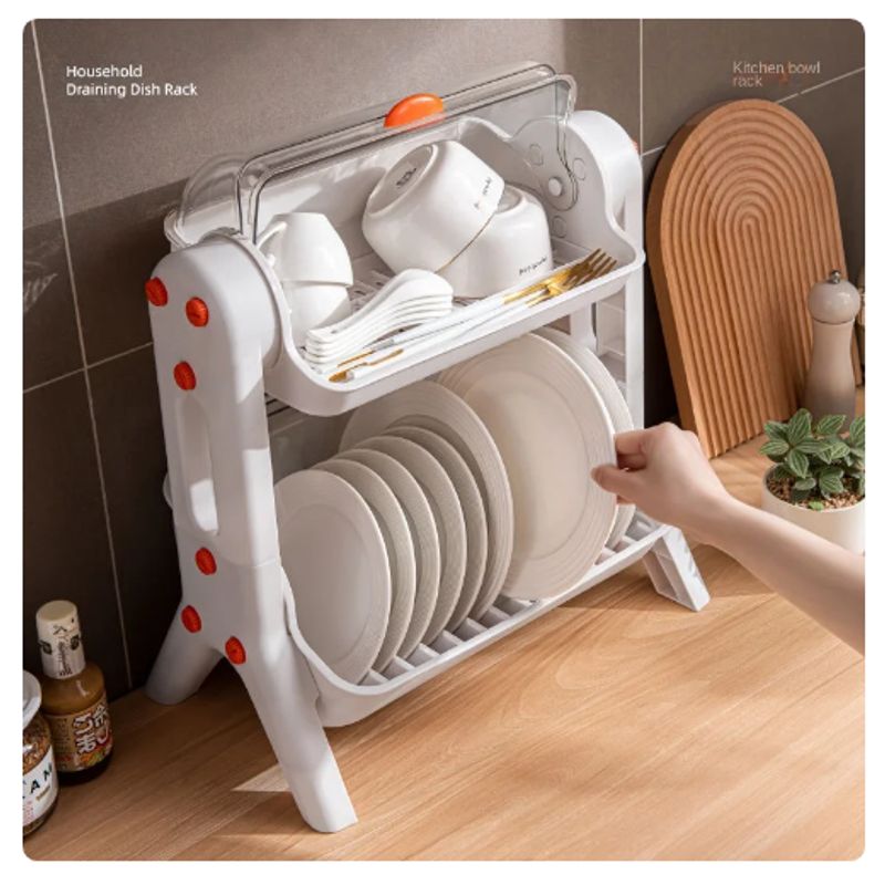 GENERICO - ESCURRIDOR DE PLATOS CAJA DE ALMACENAMIENTO DE COCINA BLANCO
