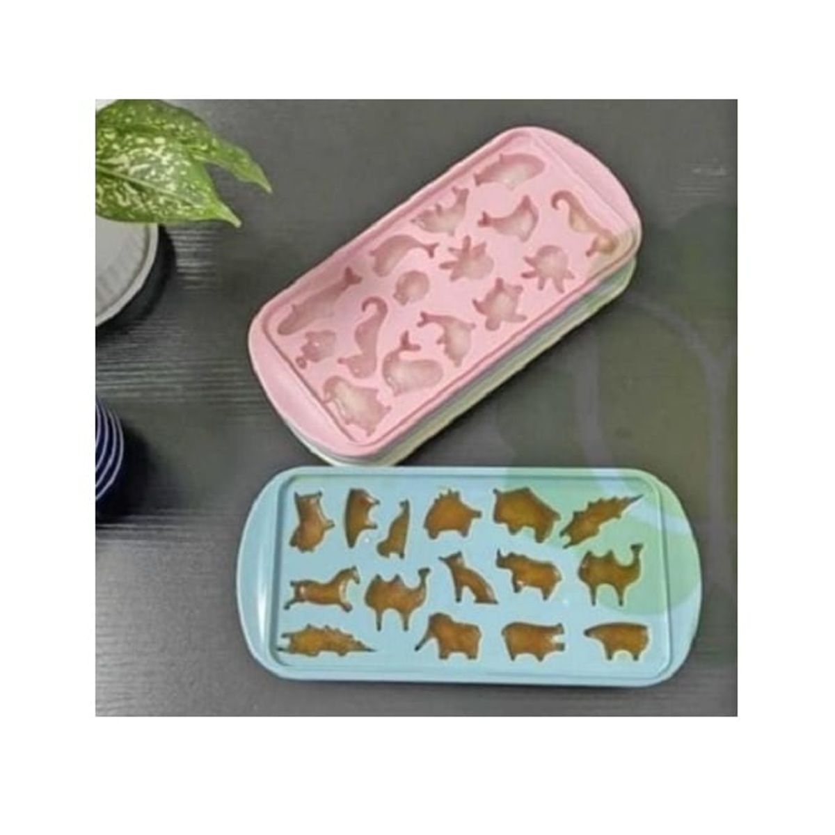 GENERICO - Molde de hielo Forma Animales Set x2 Rosados