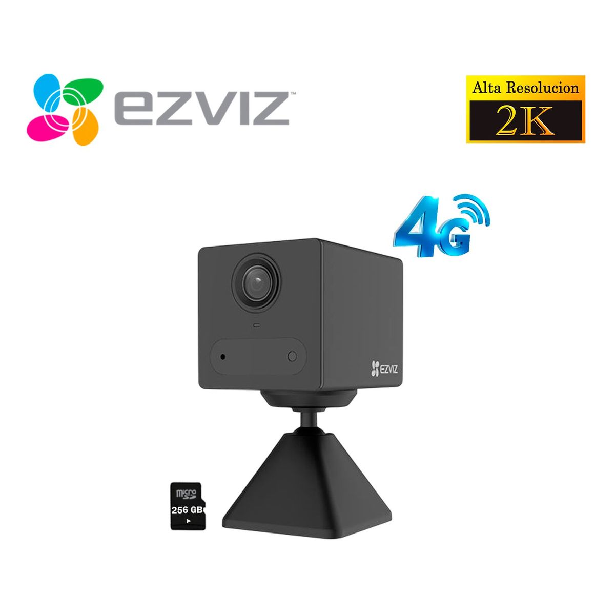 EZVIZ - Ezviz Cámara CB2 4G 2K Smart Bateria Inalámbrica Interior + SD 256GB