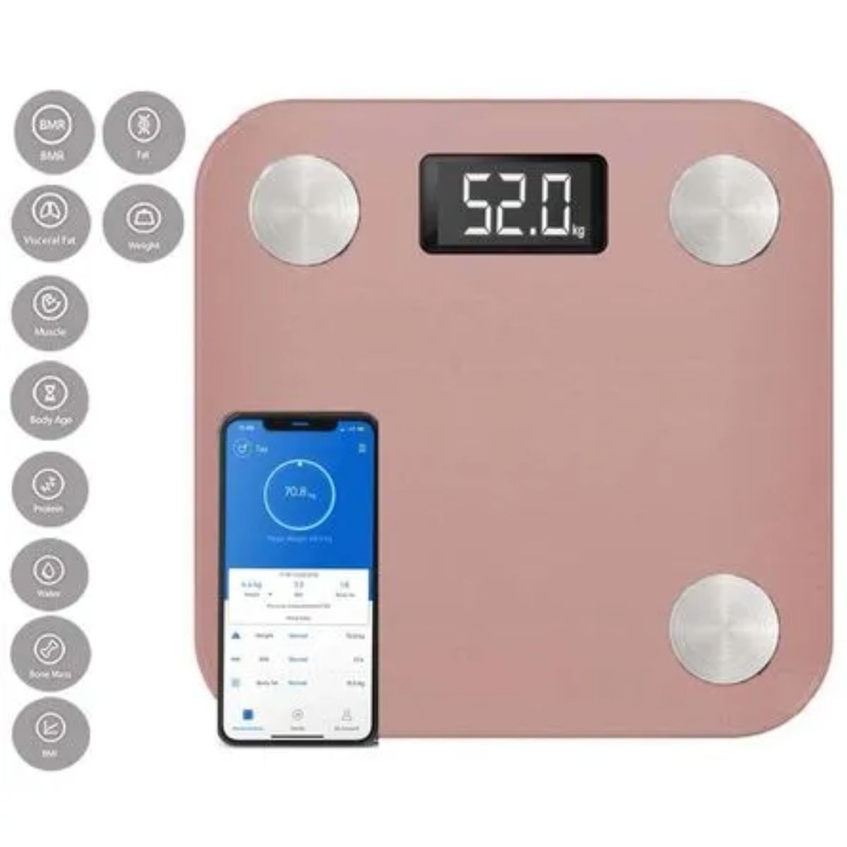 SCALE - BALANZA INTELIGENTE CON BLUETOOTH 180 KL ROSA