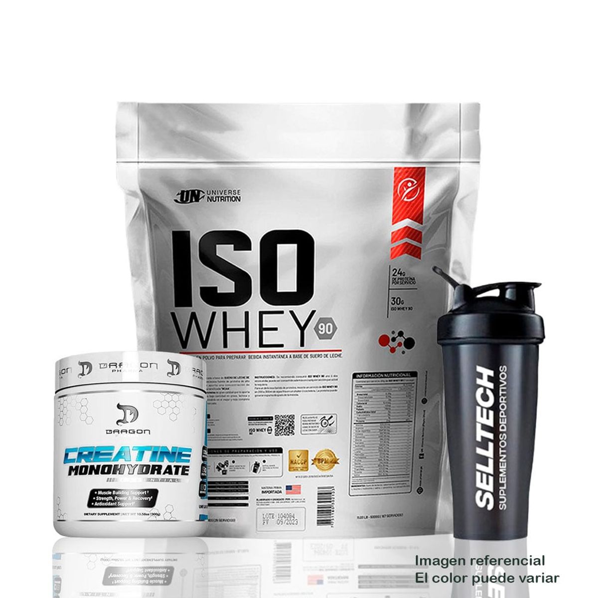 UNIVERSE NUTRITION - Iso Whey 90 de 5 kg Vainilla+Creatina Dragon Pharma 300gr+Shaker