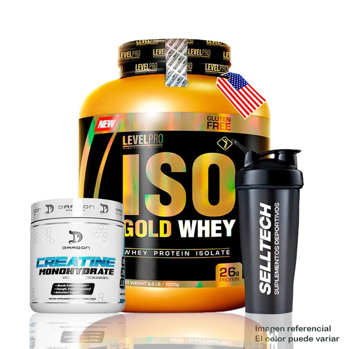 UNIVERSE NUTRITION - Proteína Iso Gold Whey de 3kg Chocolate+Creatina Dragon Pharma 300gr