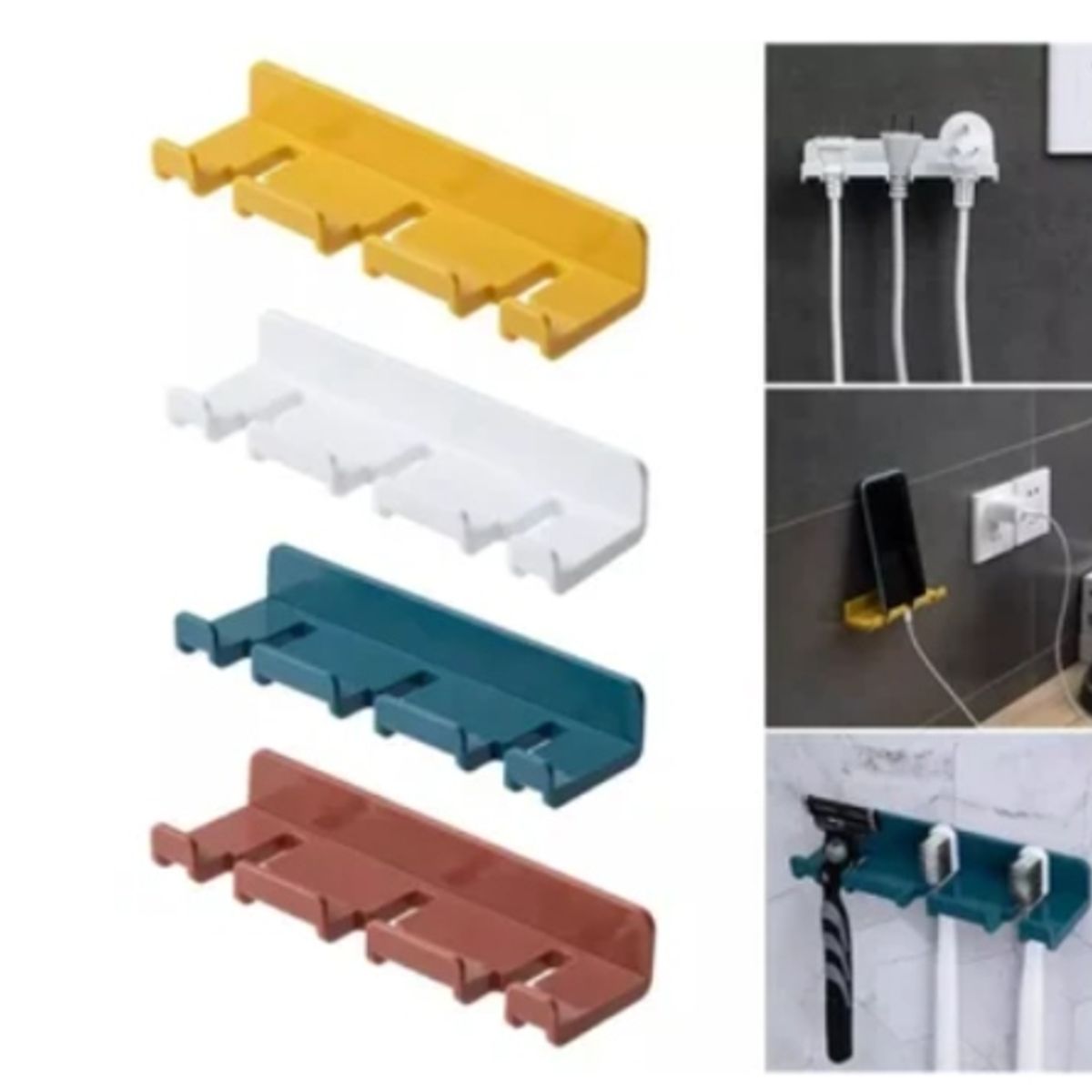 GENERICO - Soporte para pared adhesivo Pack x 4 unidades portacepillos variados