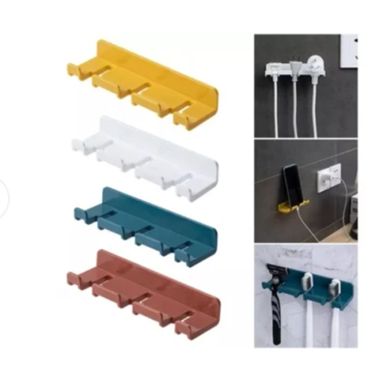 GENERICO - Soporte para pared adhesivo Pack x 4 unidades portacepillos variados