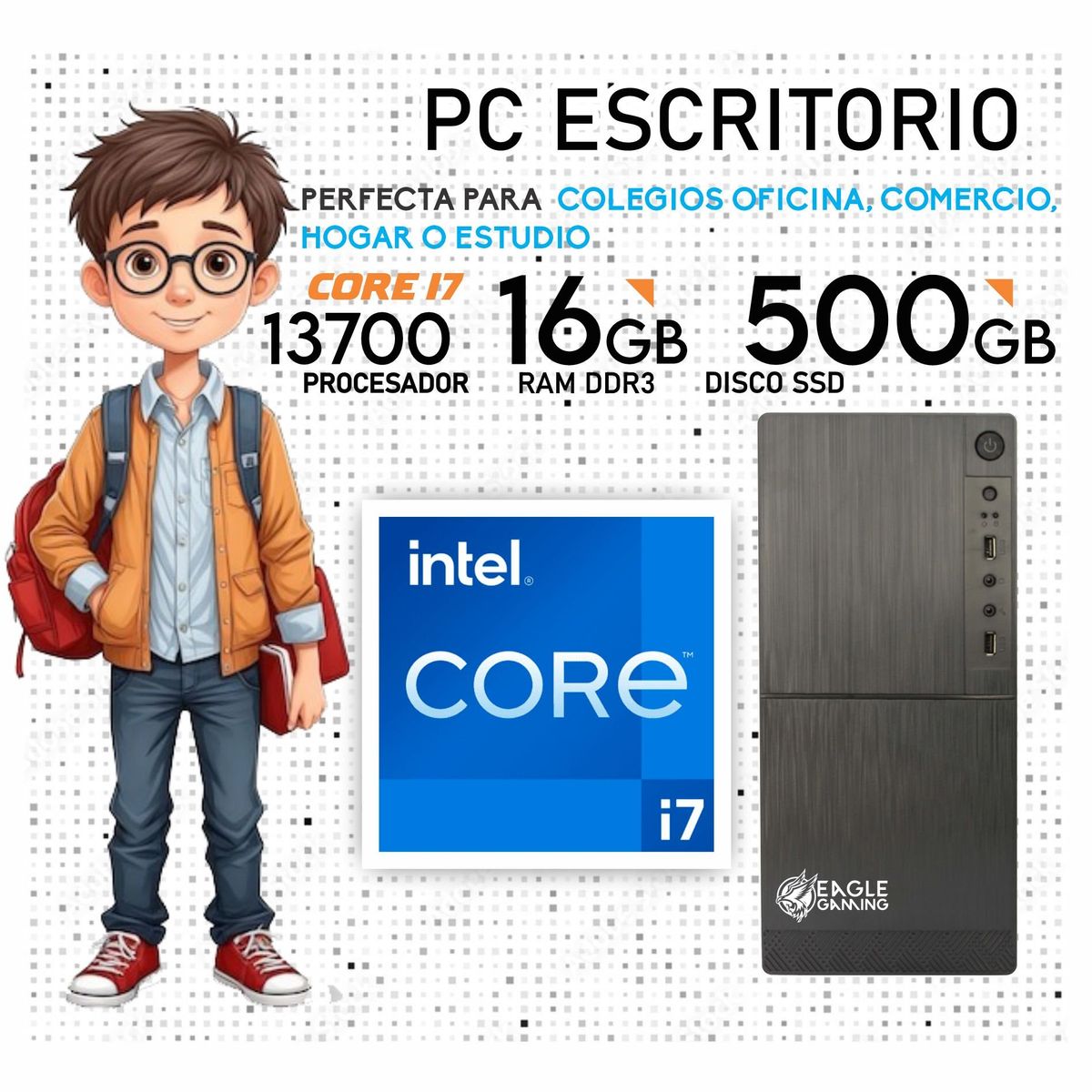 INTEL - Computadora PC Intel Core i7 13700 RAM 16GB SSD 500GB