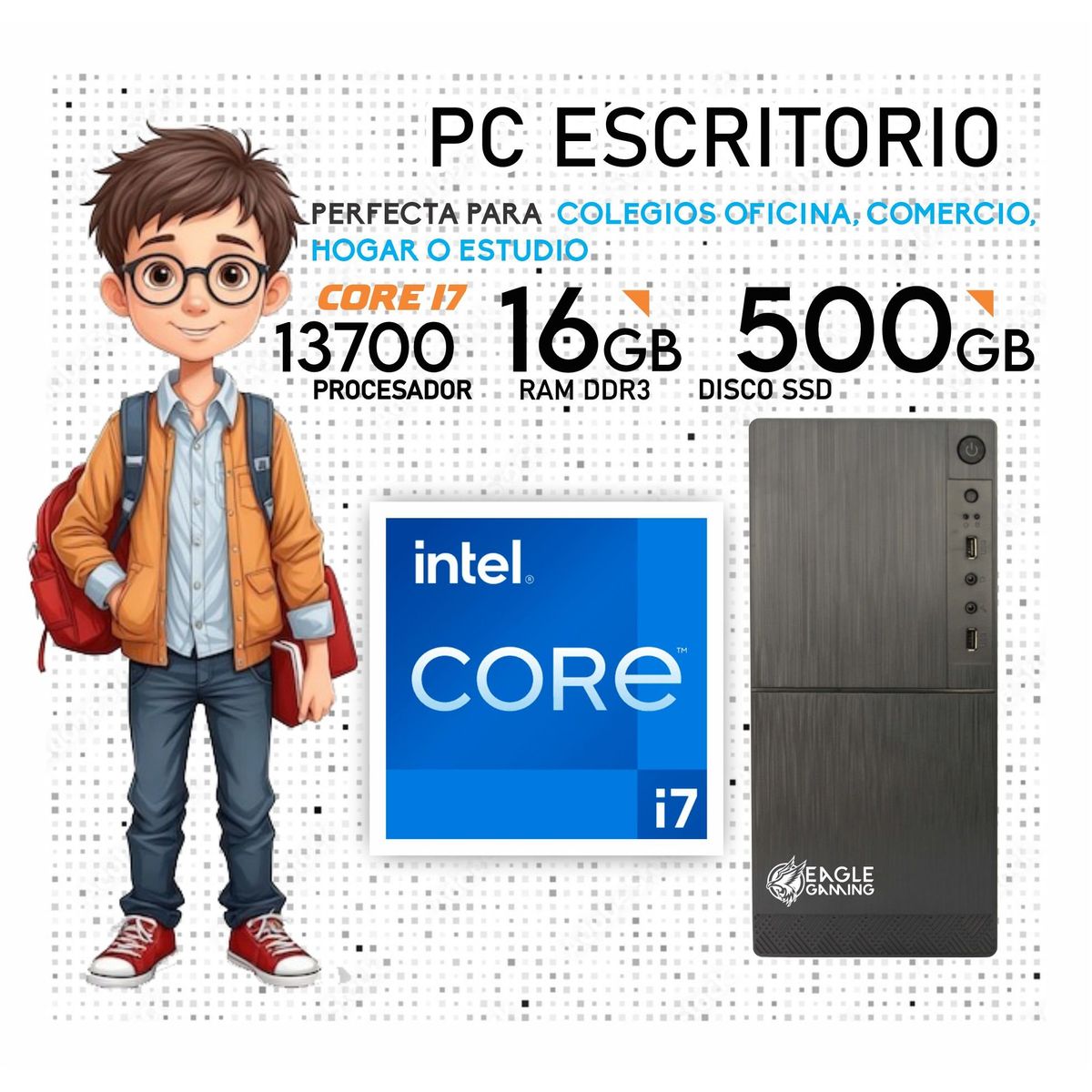 INTEL - Computadora PC Intel Core i7 13700 RAM 16GB SSD 500GB