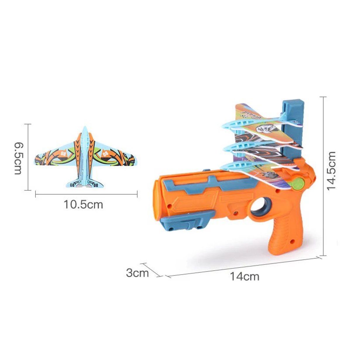 KAST PE - FlyGo™ Pistola Turquesa de juguete Lanza Aviones - 3 aviones