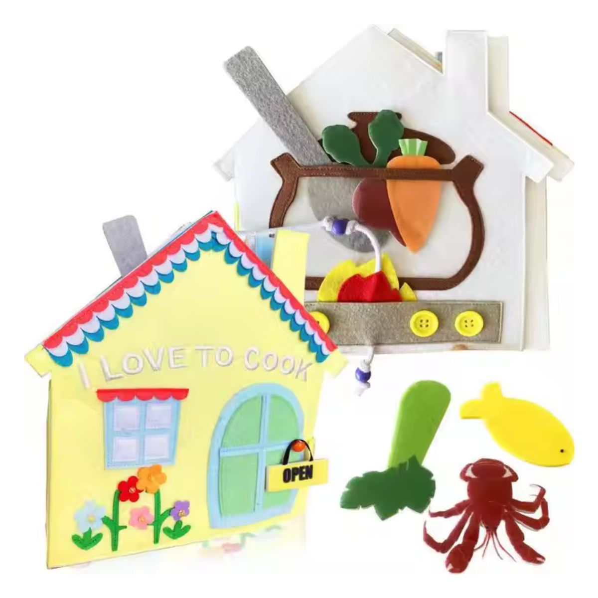 CUENTA OVEJAS - Libro Sensorial de Tela con Actividades de Cocina