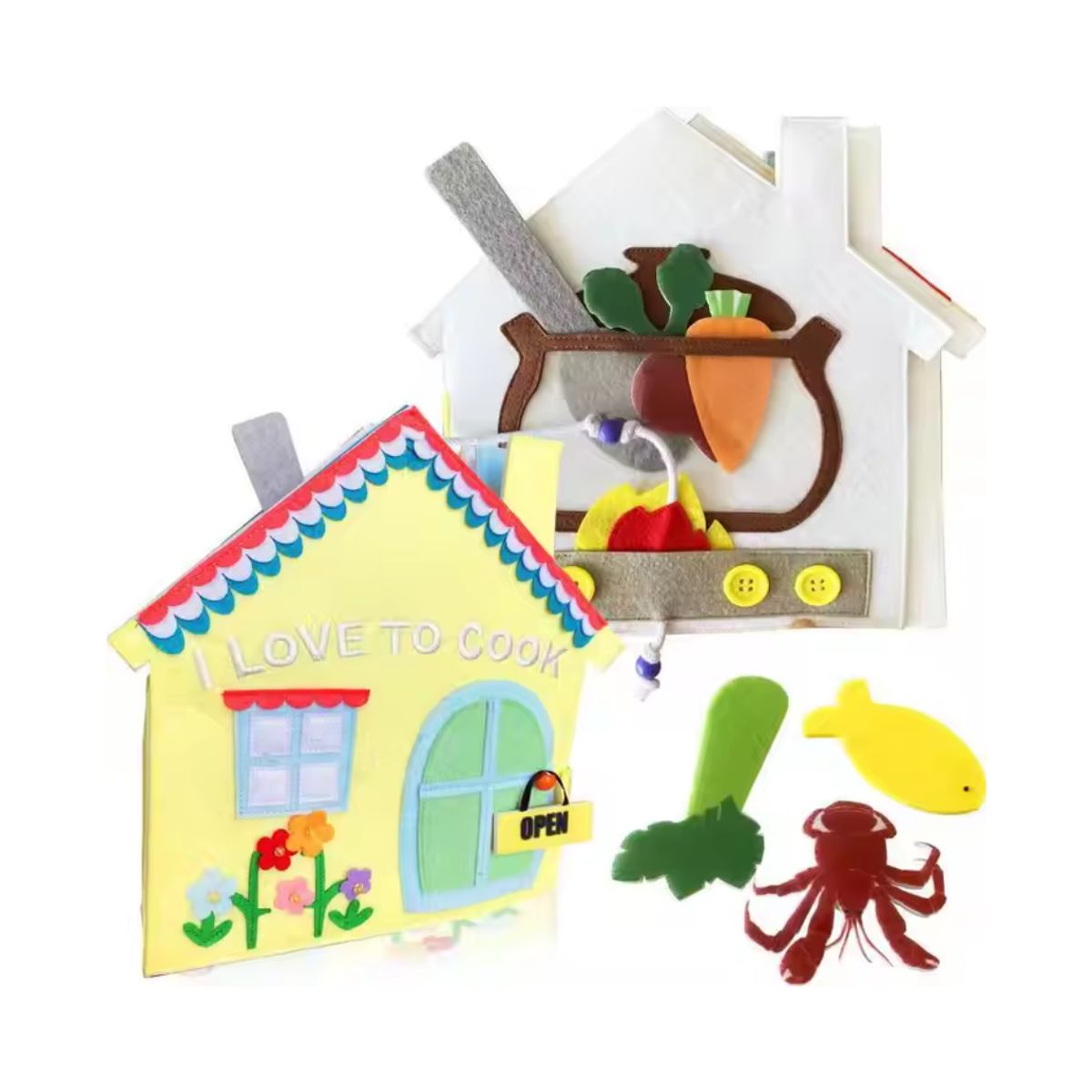 CUENTA OVEJAS - Libro Sensorial de Tela con Actividades de Cocina