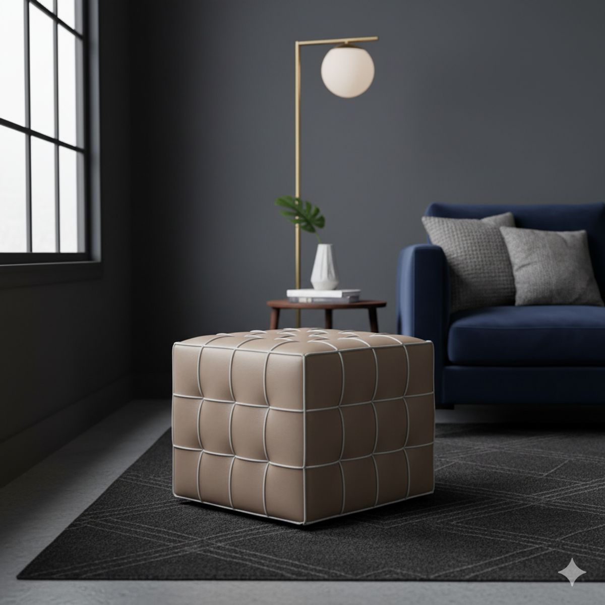 MIN CITY HOME - Moderno taburete otomano cuadrado para sala de estar