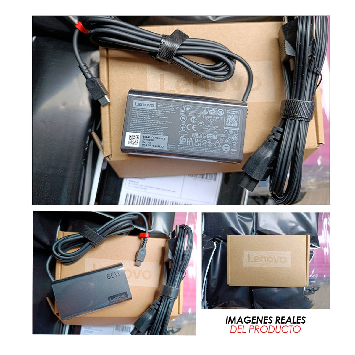 LENOVO - CARGADOR LENOVO ORIGINAL de 65 W slim ThinkPad TIPO C