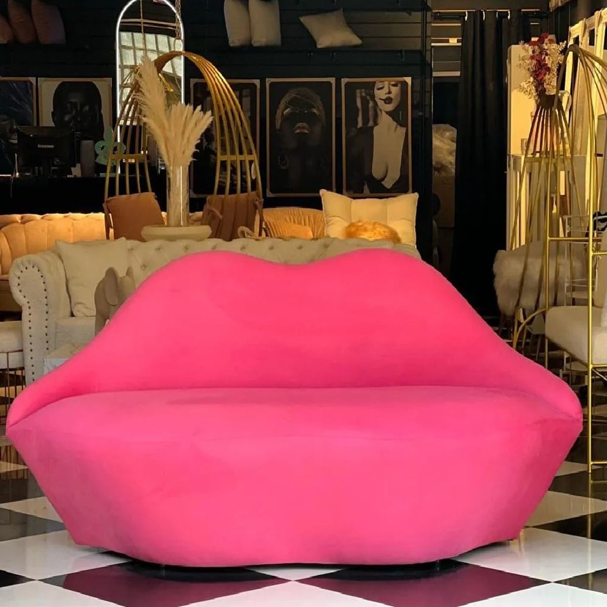 DMUEBLES - DM SOFA KISS LIPS 2 ASIENTOS TELA - ROSADO