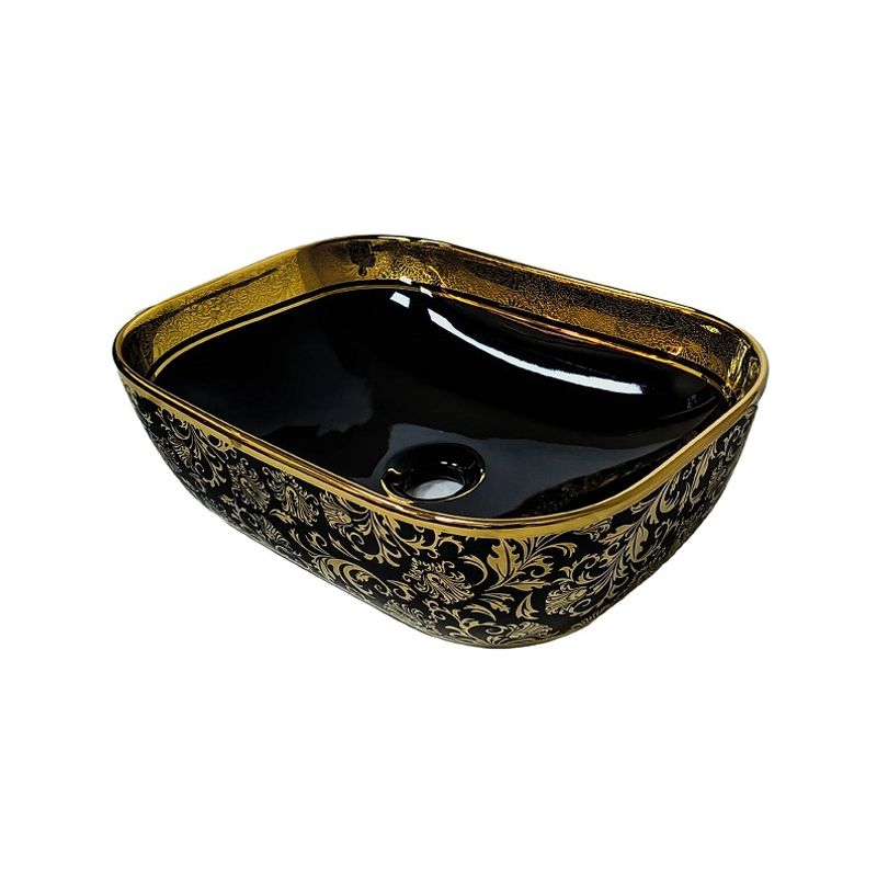 FRATELLI - BOWL OVALIN DE LOZA RECTANGULAR  NEGRO CON DORADO  153-BGH