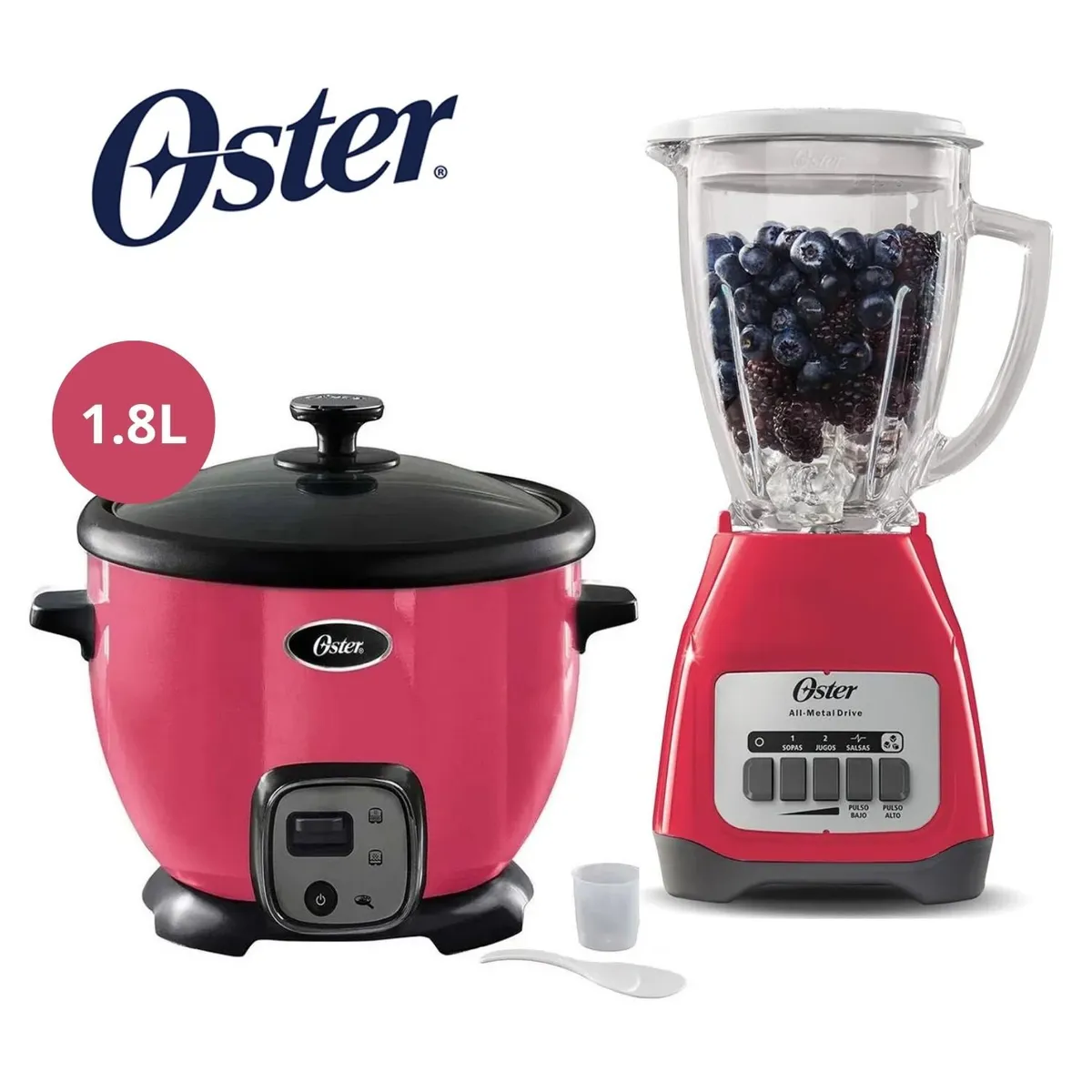 OSTER - Combo Oster Licuadora de 550W Hielera + Olla Arrocera de 1.8 Litros