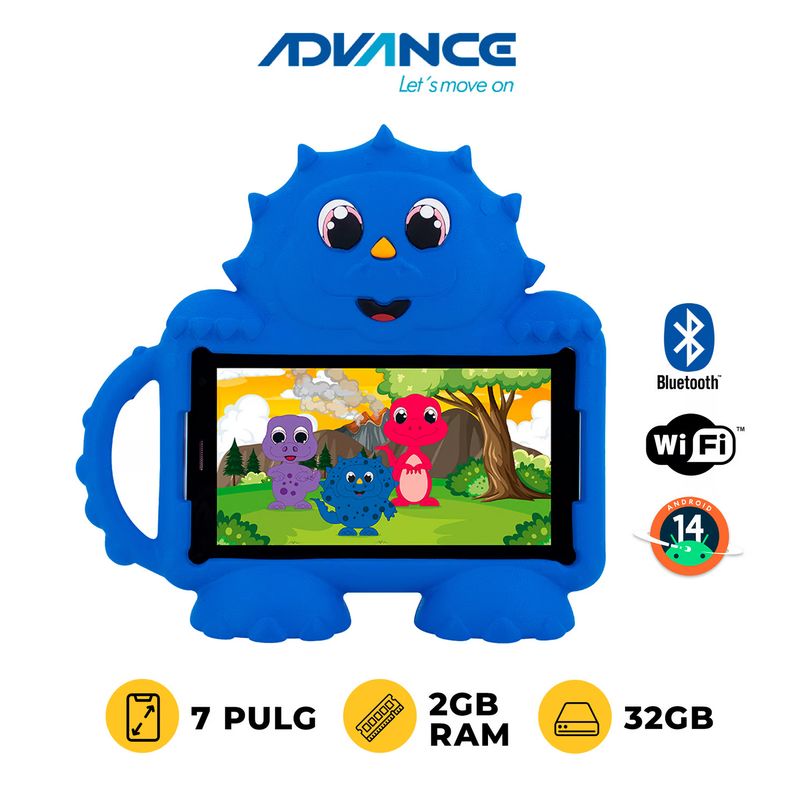 ADVANCE - Tablet Advance KIDS TR8990 7" IPS Android 14 Go 4G Dual SIM 32GB/2GB RAM + Mochila