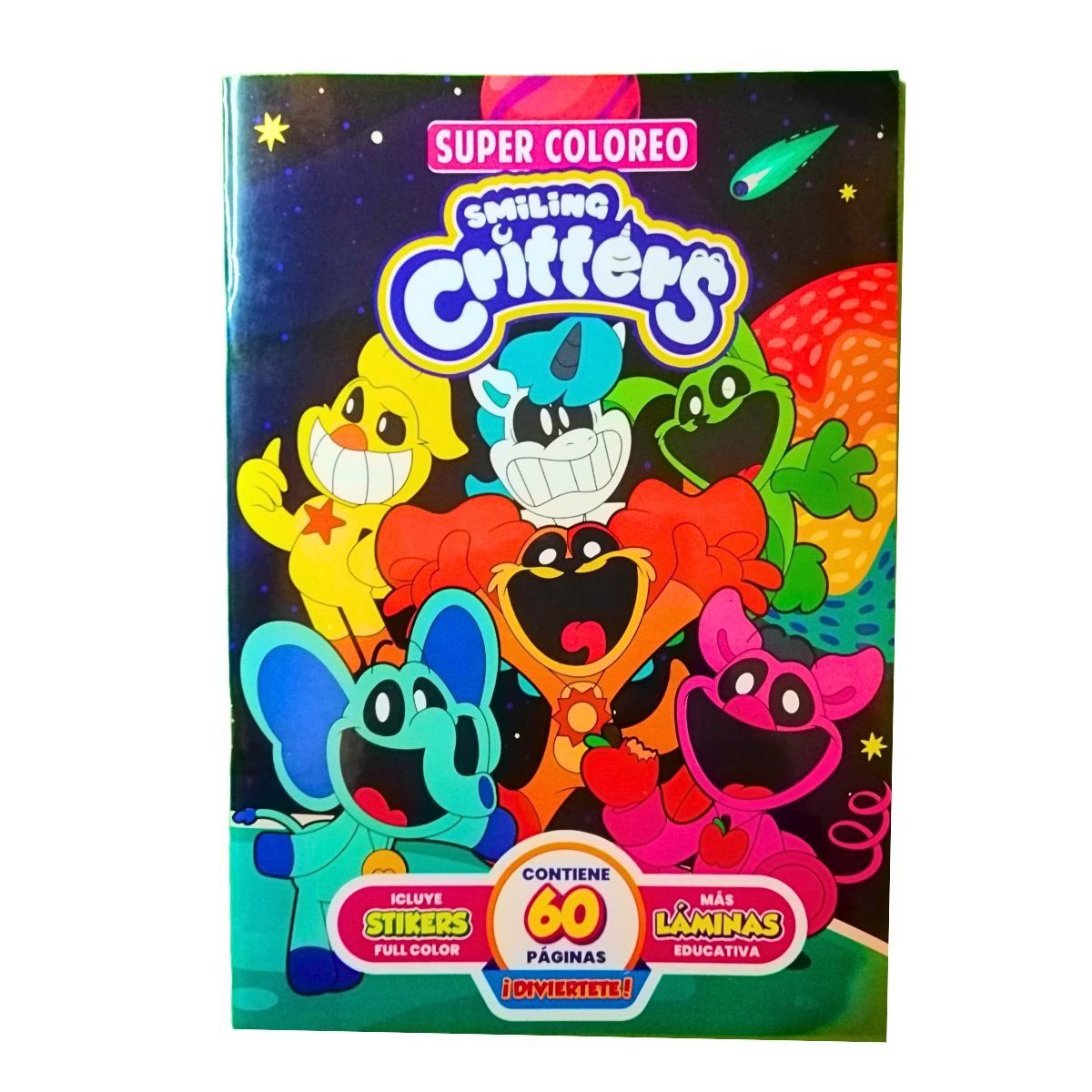 GENERICO - Libro para colorear - Smiling critters con 56 stickers incluidos