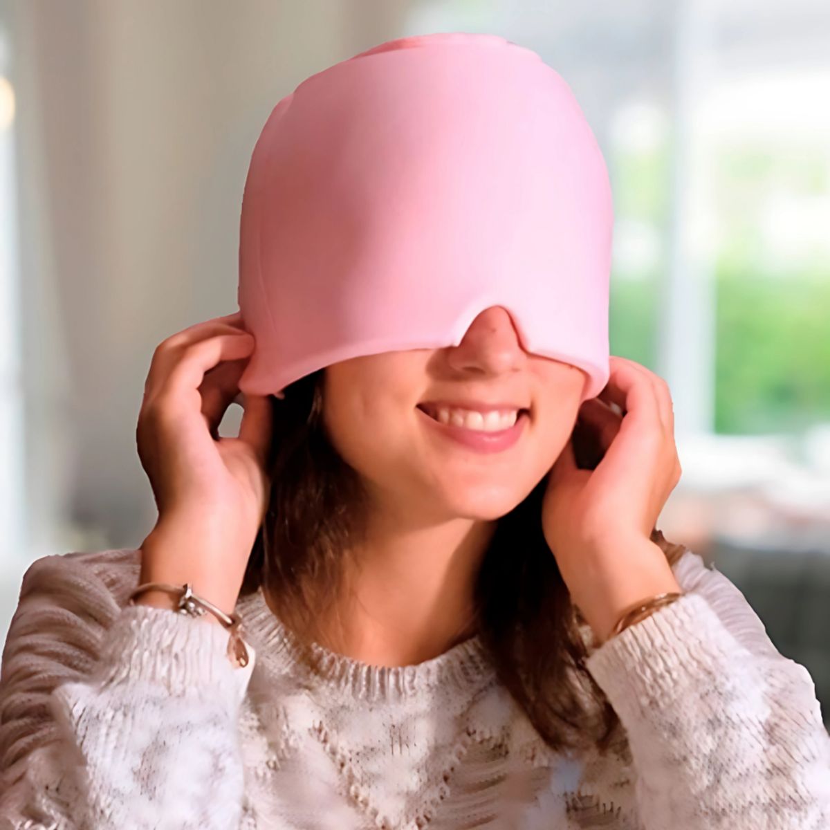CUENTA OVEJAS - Gorro Máscara Relajante Anti Estrés y Anti Migraña - ROSA