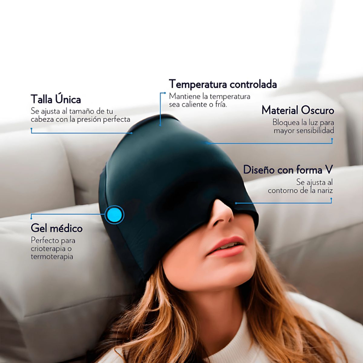 CUENTA OVEJAS - Gorro Máscara Relajante Anti Estrés y Anti Migraña - ROSA