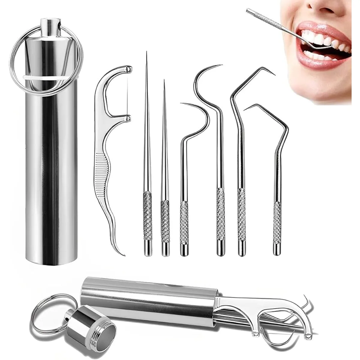 OEM - 2Kit de Herramientas de Limpieza de Diente de Acero Inoxidable 7 en 1
