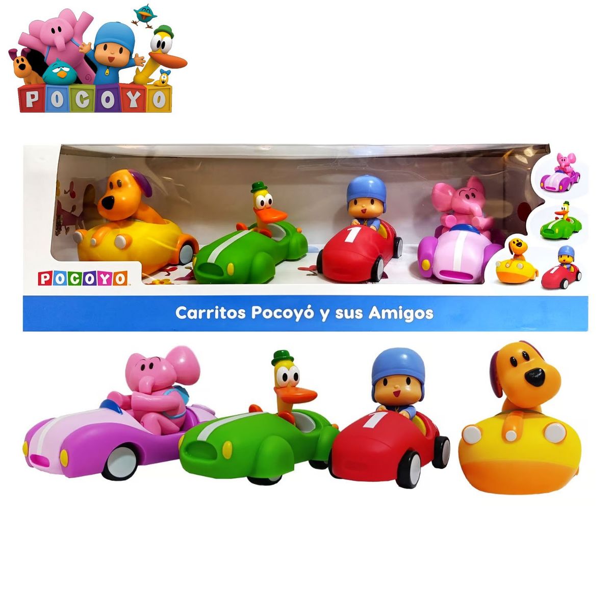 POCOYO - Juguete Set de Vehículos Pocoyo y sus Amigos 4pcs