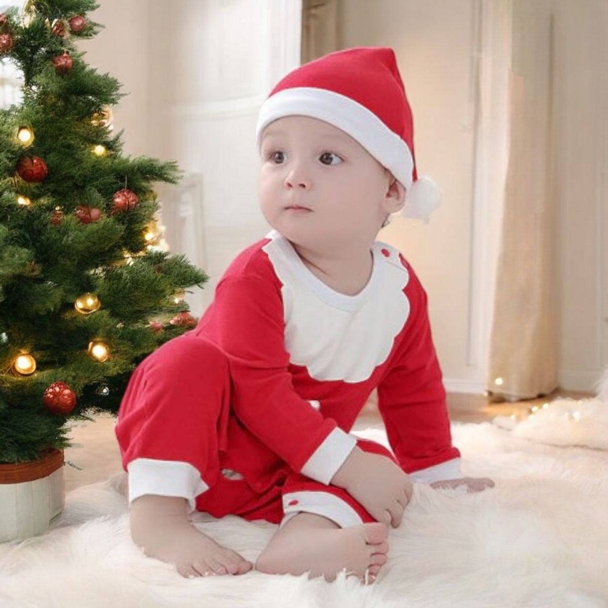 GENERICO - ROPA DE BEBÉ NAVIDEÑO  BODY + GORRO