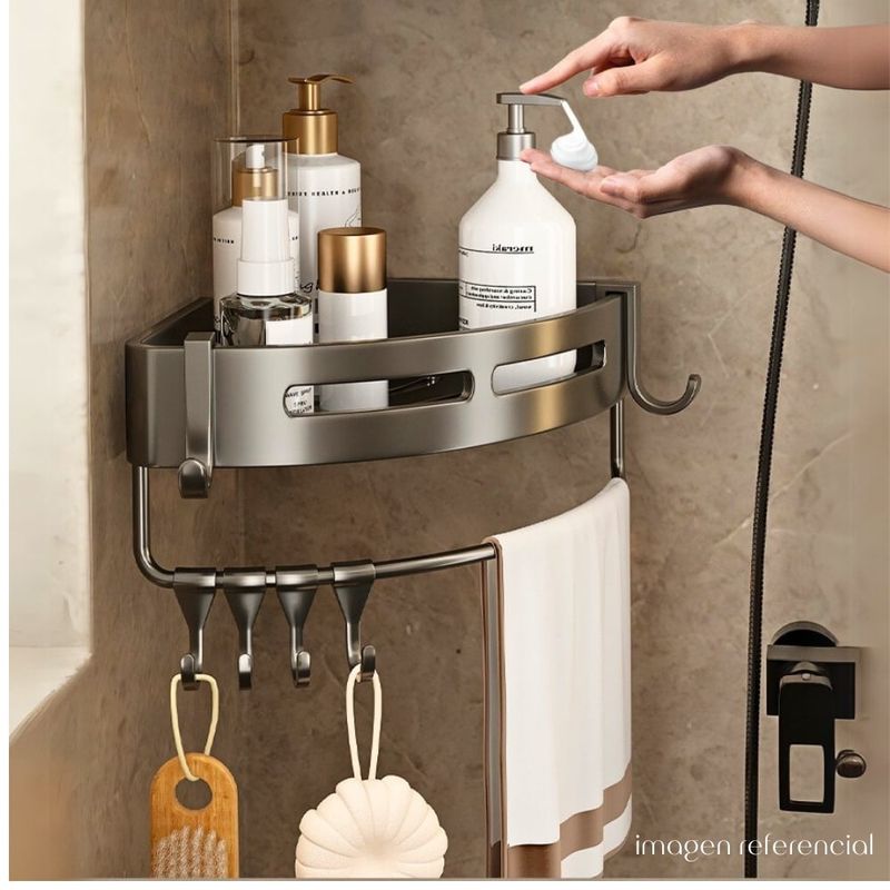 MINARI - Organizador Esquinero de Baño Porta Toalla Repisa Flotante EP2