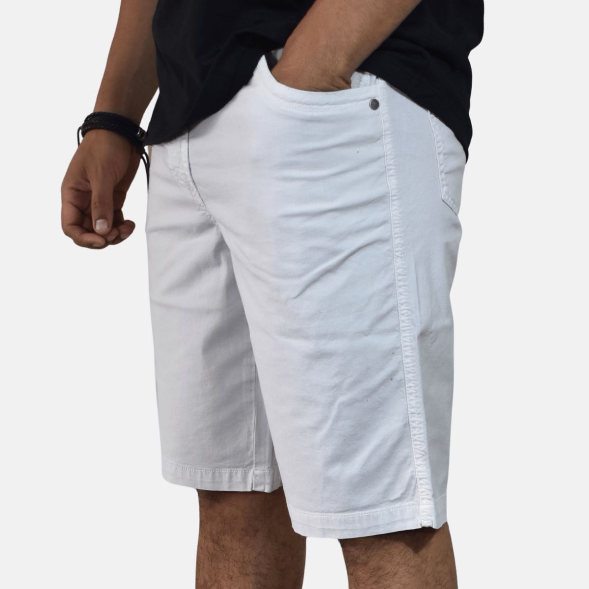 YONISTERS CLOTHING - Short Drill Semipitillo Stretch Yonisters Clothing Blanco Humo