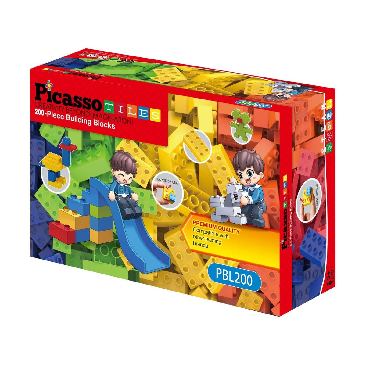 PICASSO TILES - Kit de 200 Bloques de Construcción Grandes - Juego STEM Educativo y Didáctico para Niños PicassoTiles
