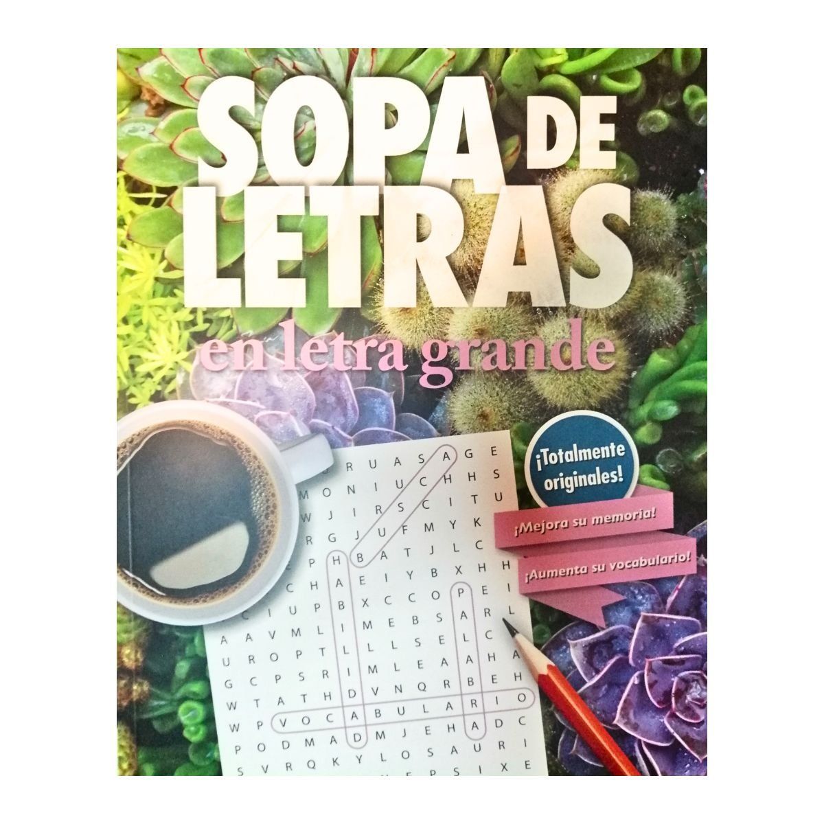 GENERICO - Libro sopa de letras en letra grande para mejorar la memoria - color verde